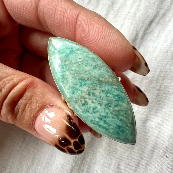 925 Marquis Peacekeeper Amazonite Ring 8.25